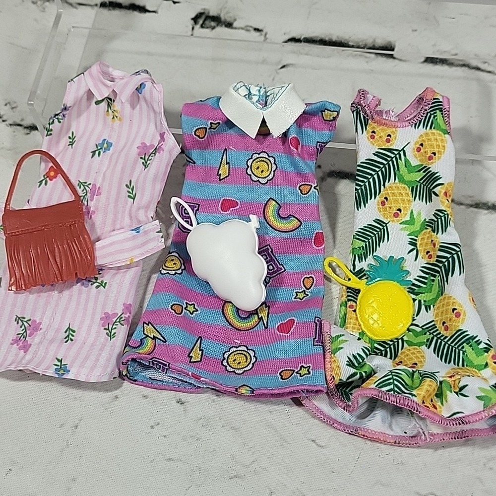Barbie Fashionista Doll Clothes Lot Of 6pcs Summer Dresses With Bags Mix Match